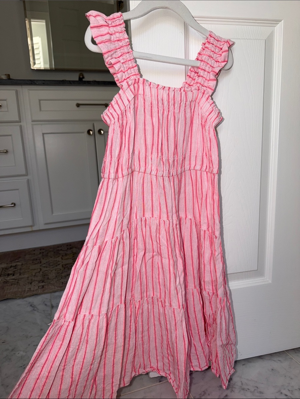 Zara girls’ pink striped tiered sundress